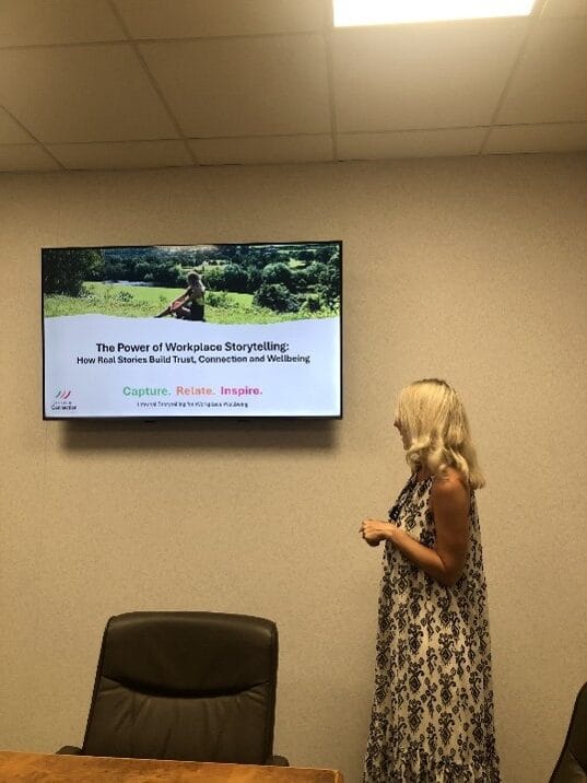 Laura presenting colours in connection
